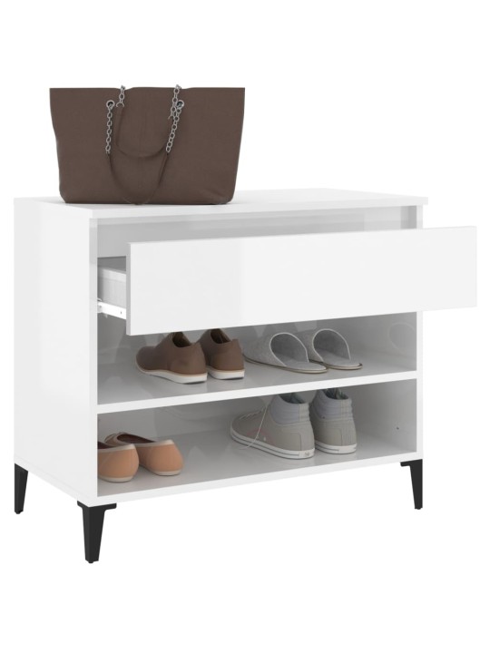 Botník bílý s vysokým leskem 70x36x60 cm kompozitní dřevo