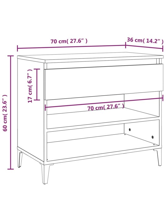 Botník bílý s vysokým leskem 70x36x60 cm kompozitní dřevo