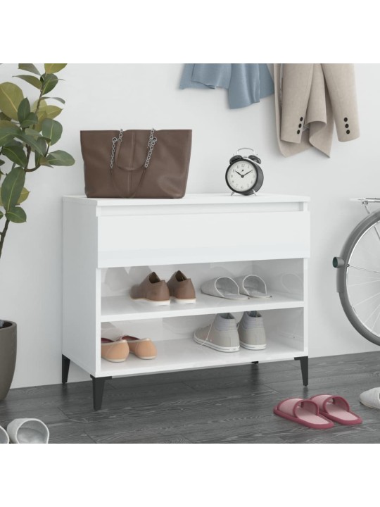 Botník bílý s vysokým leskem 70x36x60 cm kompozitní dřevo