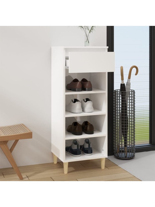 Botník bílý s vysokým leskem 40 x 36 x 105 cm kompozitní dřevo