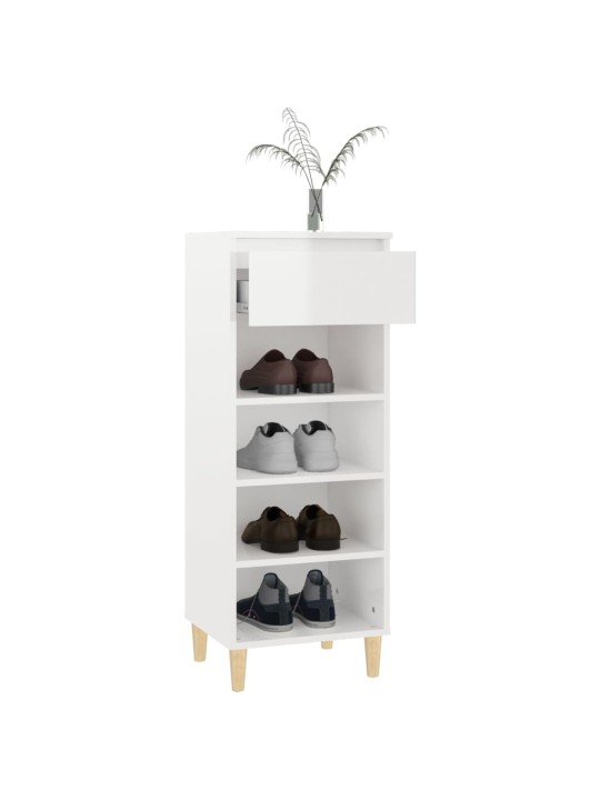 Botník bílý s vysokým leskem 40 x 36 x 105 cm kompozitní dřevo