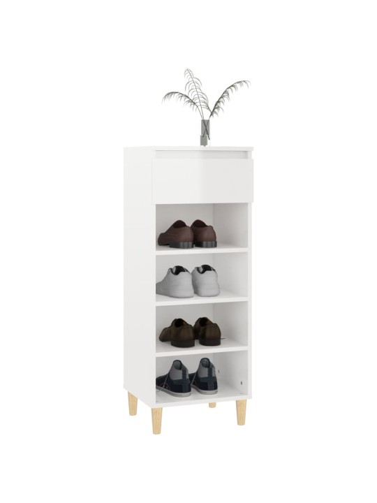 Botník bílý s vysokým leskem 40 x 36 x 105 cm kompozitní dřevo