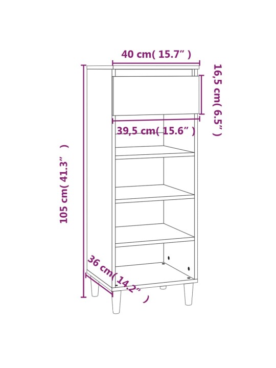 Botník bílý s vysokým leskem 40 x 36 x 105 cm kompozitní dřevo