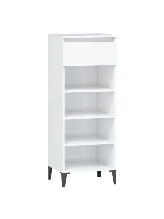 Botník bílý s vysokým leskem 40 x 36 x 105 cm kompozitní dřevo