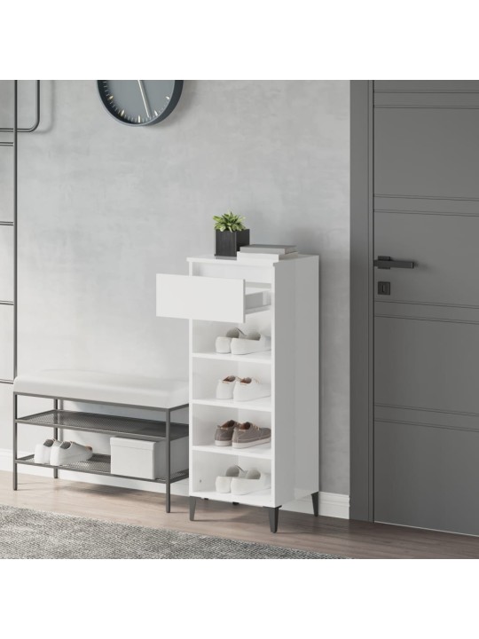 Botník bílý s vysokým leskem 40 x 36 x 105 cm kompozitní dřevo