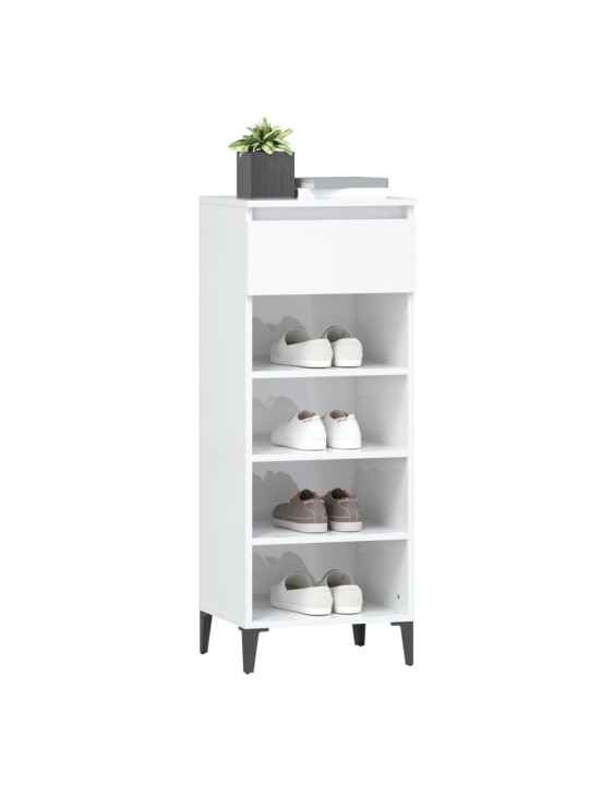 Botník bílý s vysokým leskem 40 x 36 x 105 cm kompozitní dřevo