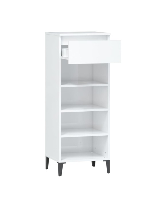 Botník bílý s vysokým leskem 40 x 36 x 105 cm kompozitní dřevo