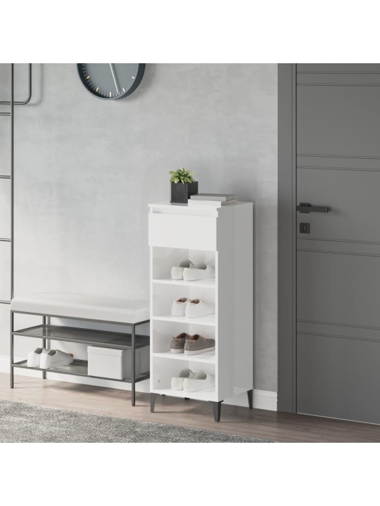 Botník bílý s vysokým leskem 40 x 36 x 105 cm kompozitní dřevo