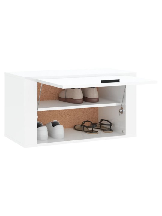 Nástěnný botník bílý s leskem 70 x 35 x 38 cm kompozitní dřevo