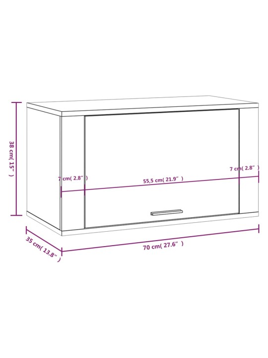Nástěnný botník bílý s leskem 70 x 35 x 38 cm kompozitní dřevo