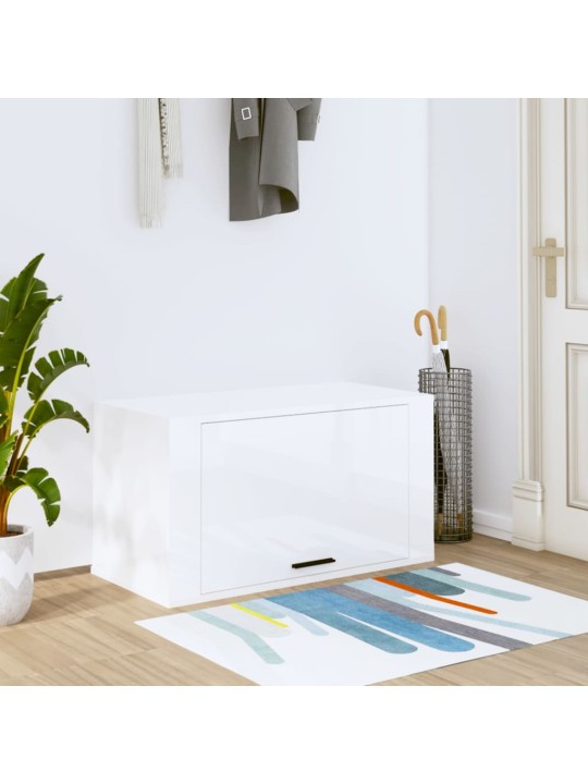 Nástěnný botník bílý s leskem 70 x 35 x 38 cm kompozitní dřevo