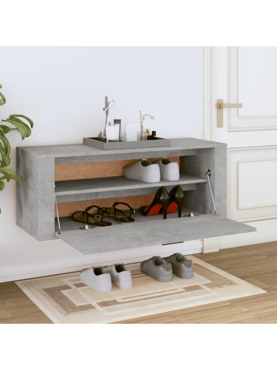 Nástěnný botník betonově šedý 100x35x45 cm kompozitní dřevo