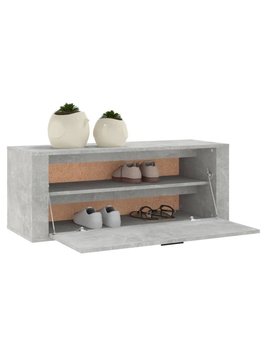 Nástěnný botník betonově šedý 100x35x45 cm kompozitní dřevo