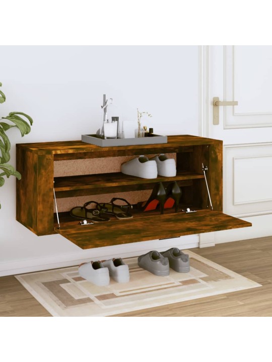 Nástěnný botník kouřový dub 100 x 35 x 38 cm kompozitní dřevo