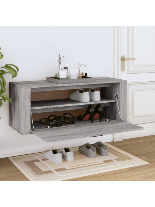 Nástěnný botník šedý sonoma 100x35x38 cm kompozitní dřevo