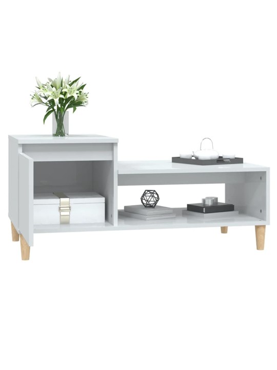 Konferenční stolek lesklý bílý 100x50x45 cm kompozitní dřevo