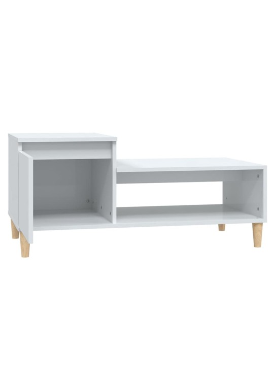 Konferenční stolek lesklý bílý 100x50x45 cm kompozitní dřevo