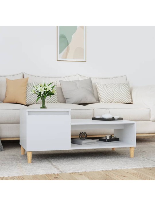 Konferenční stolek lesklý bílý 100x50x45 cm kompozitní dřevo