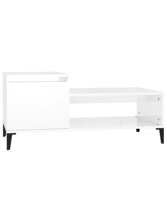 Konferenční stolek lesklý bílý 100x50x45 cm kompozitní dřevo