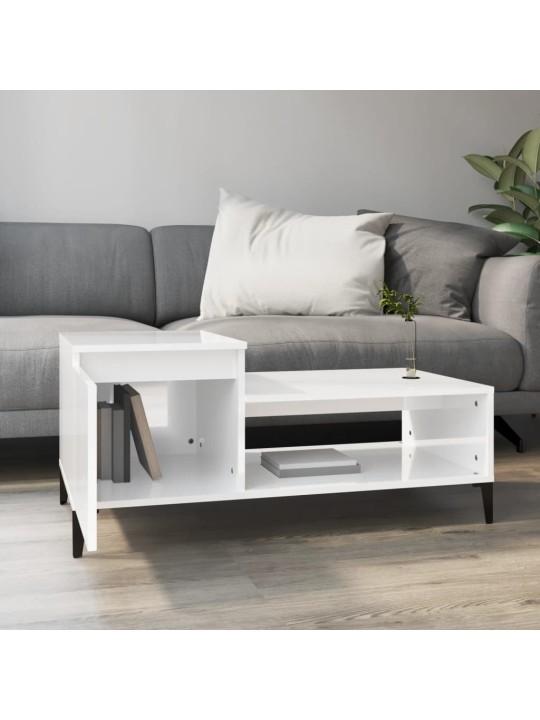 Konferenční stolek lesklý bílý 100x50x45 cm kompozitní dřevo