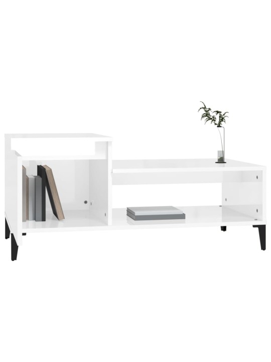 Konferenční stolek lesklý bílý 100x50x45 cm kompozitní dřevo
