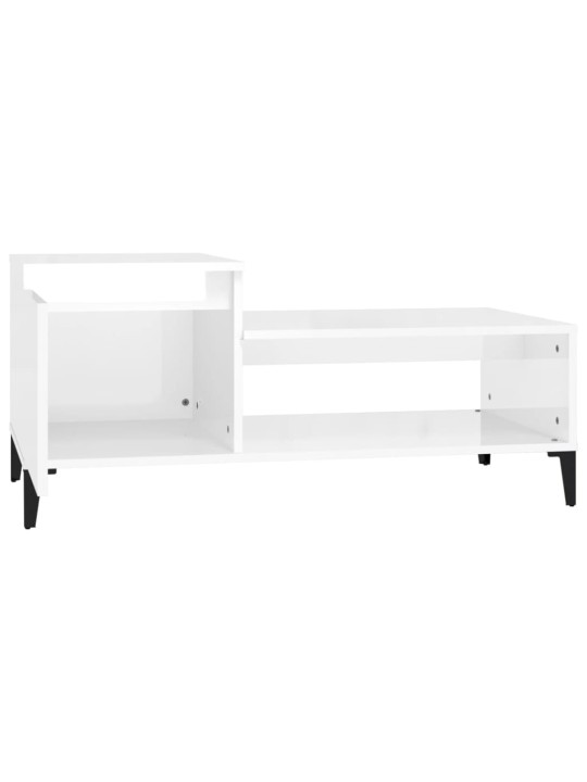 Konferenční stolek lesklý bílý 100x50x45 cm kompozitní dřevo