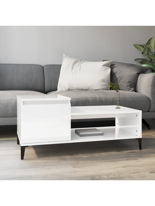 Konferenční stolek lesklý bílý 100x50x45 cm kompozitní dřevo