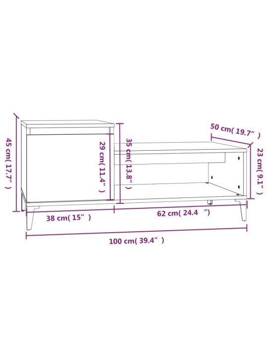 Konferenční stolek betonově šedý 100x50x45 cm kompozitní dřevo