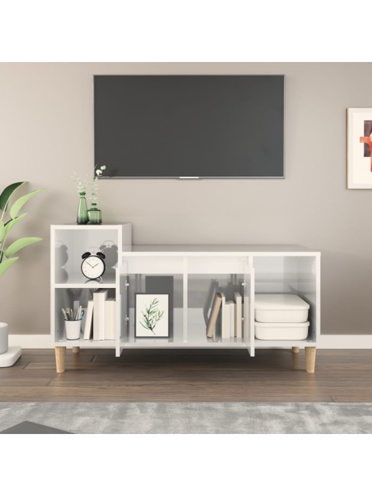 TV skříňka bílá s vysokým leskem 100x35x55 cm kompozitní dřevo