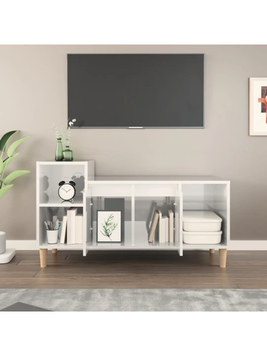 TV skříňka bílá s vysokým leskem 100x35x55 cm kompozitní dřevo
