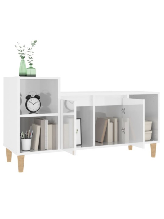 TV skříňka bílá s vysokým leskem 100x35x55 cm kompozitní dřevo