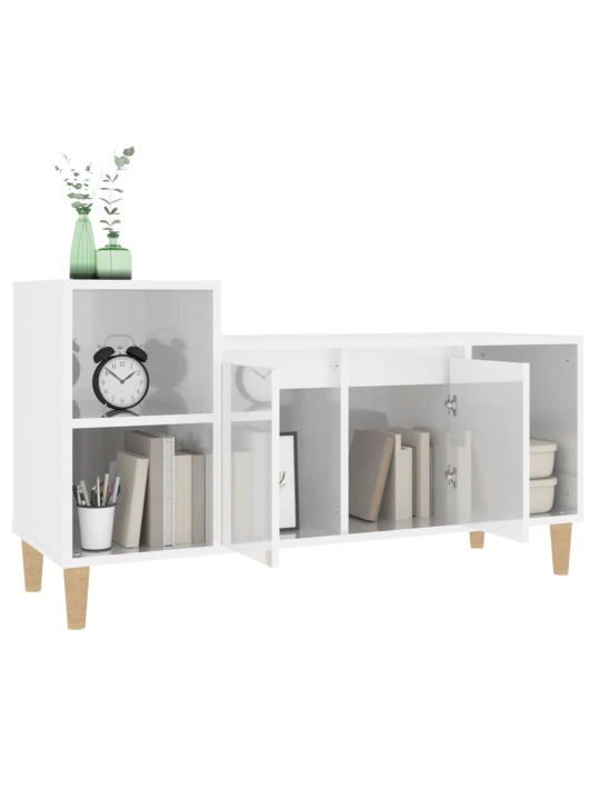 TV skříňka bílá s vysokým leskem 100x35x55 cm kompozitní dřevo