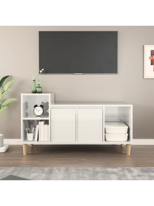TV skříňka bílá s vysokým leskem 100x35x55 cm kompozitní dřevo