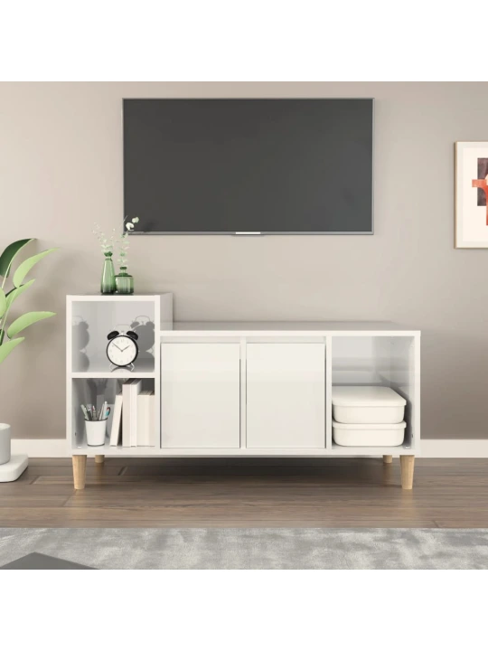 TV skříňka bílá s vysokým leskem 100x35x55 cm kompozitní dřevo