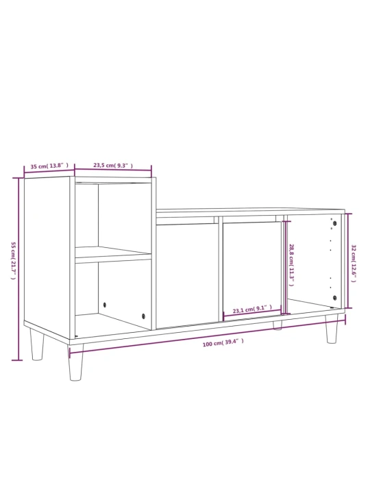 TV skříňka dub sonoma 100x35x55 cm kompozitní dřevo