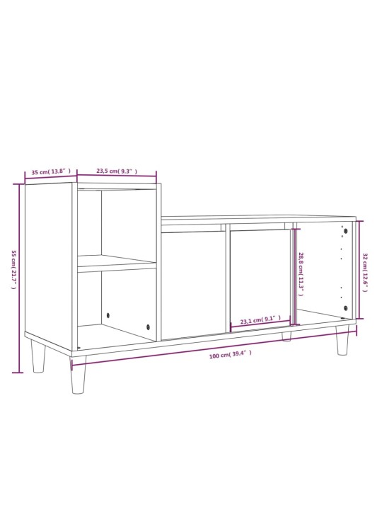 TV skříňka šedá sonoma 100x35x55 cm kompozitní dřevo