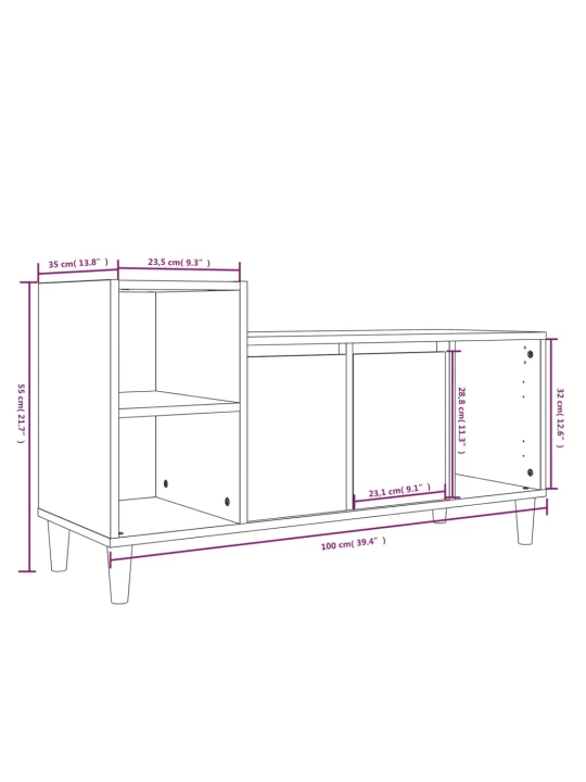 TV skříňka hnědý dub 100x35x55 cm kompozitní dřevo