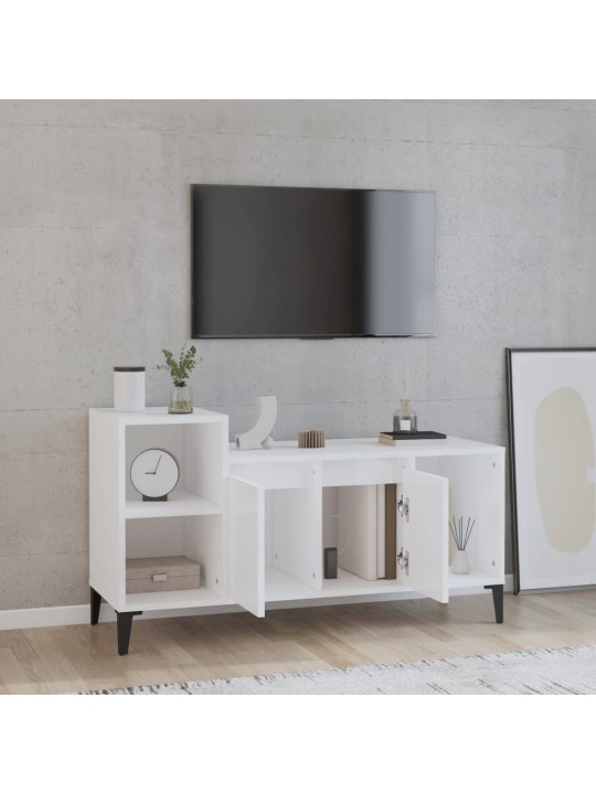 TV skříňka bílá s vysokým leskem 100x35x55 cm kompozitní dřevo