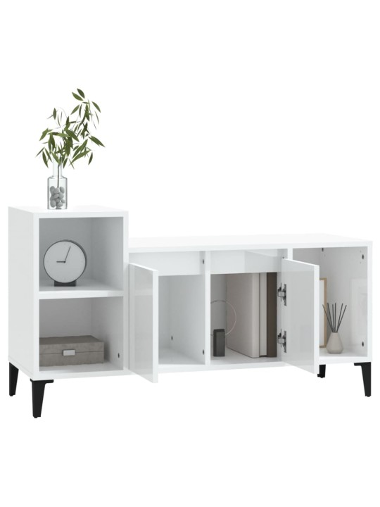 TV skříňka bílá s vysokým leskem 100x35x55 cm kompozitní dřevo