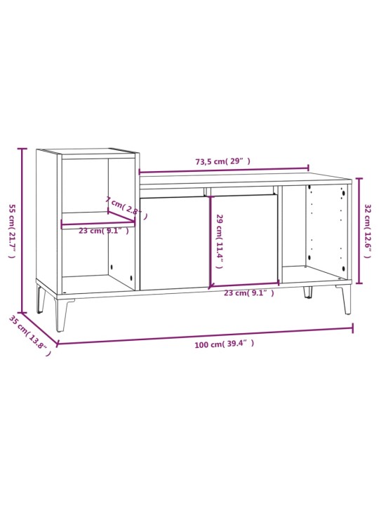 TV skříňka betonově šedá 100x35x55 cm kompozitní dřevo