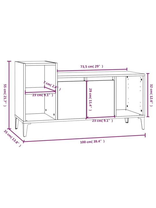 TV skříňka kouřový dub 100x35x55 cm kompozitní dřevo