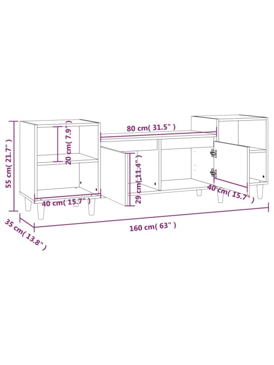 TV skříňka betonově šedá 160x35x55 cm kompozitní dřevo