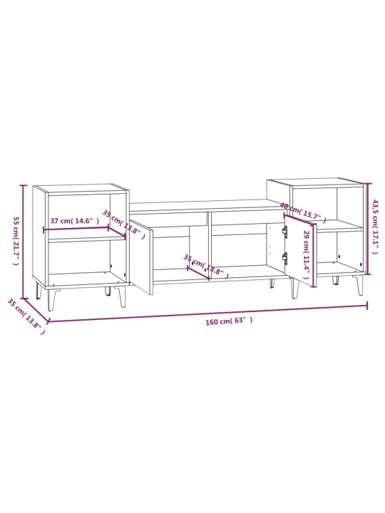 TV skříňka bílá 160 x 35 x 55 cm kompozitní dřevo