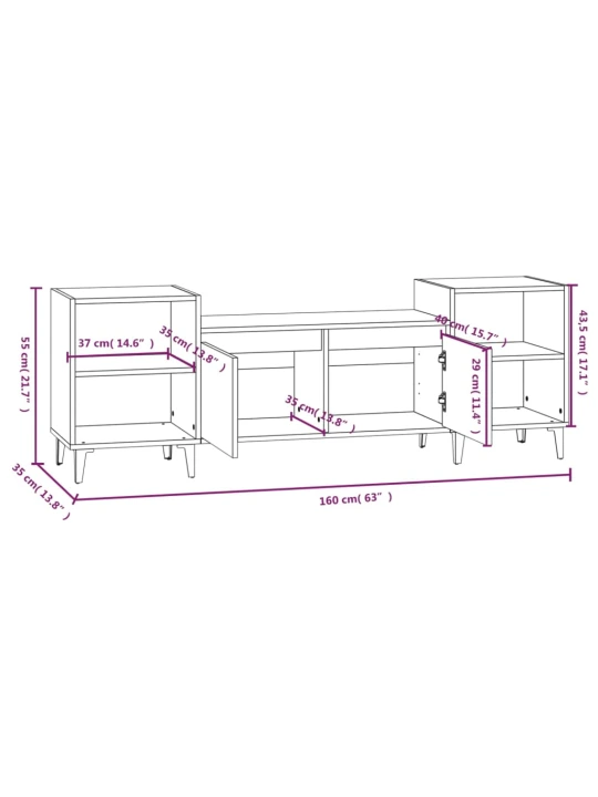 TV skříňka hnědý dub 160x35x55 cm kompozitní dřevo