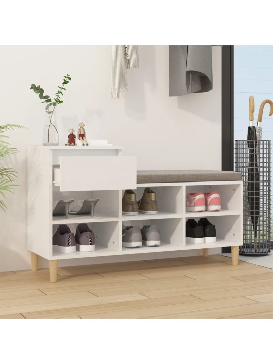 Botník bílý s vysokým leskem 102x36x60 cm kompozitní dřevo
