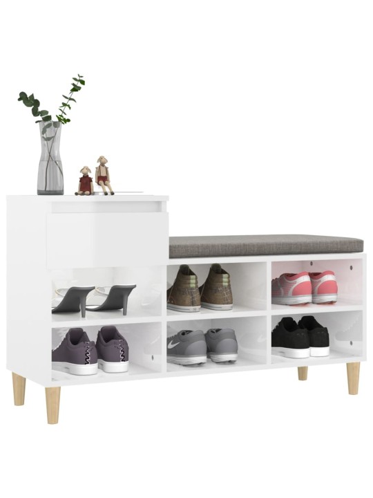 Botník bílý s vysokým leskem 102x36x60 cm kompozitní dřevo