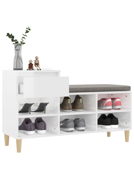 Botník bílý s vysokým leskem 102x36x60 cm kompozitní dřevo