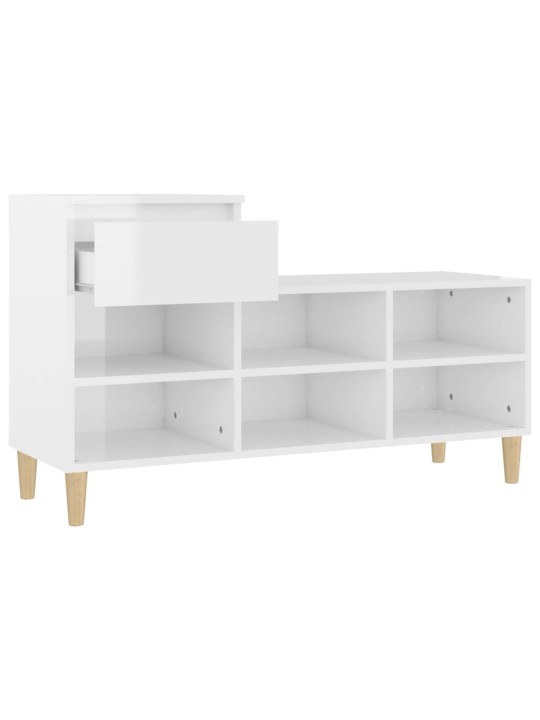 Botník bílý s vysokým leskem 102x36x60 cm kompozitní dřevo