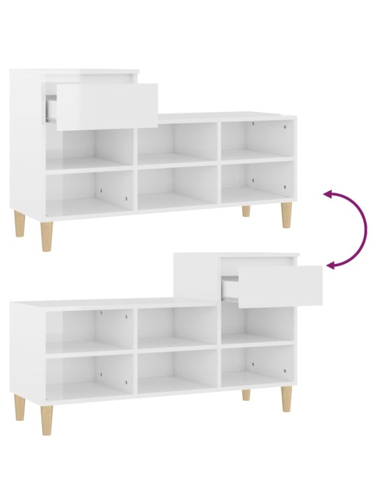Botník bílý s vysokým leskem 102x36x60 cm kompozitní dřevo