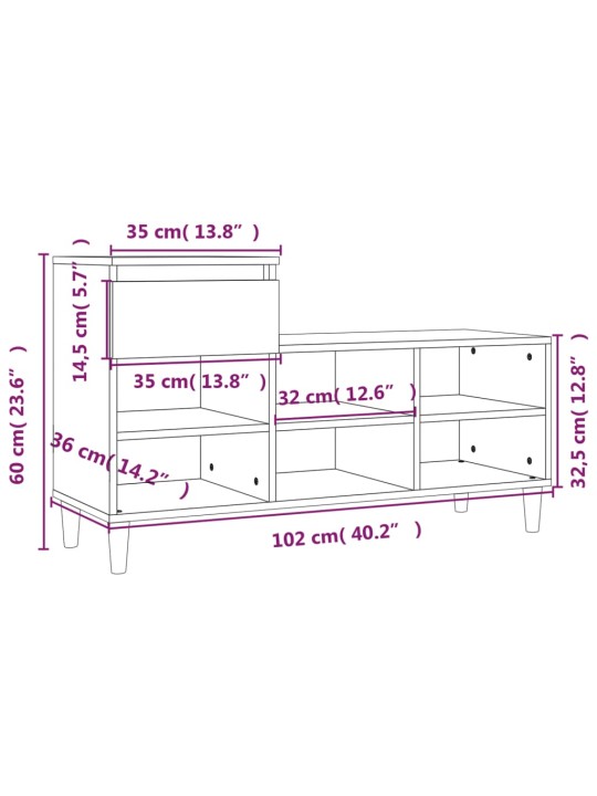 Botník bílý s vysokým leskem 102x36x60 cm kompozitní dřevo